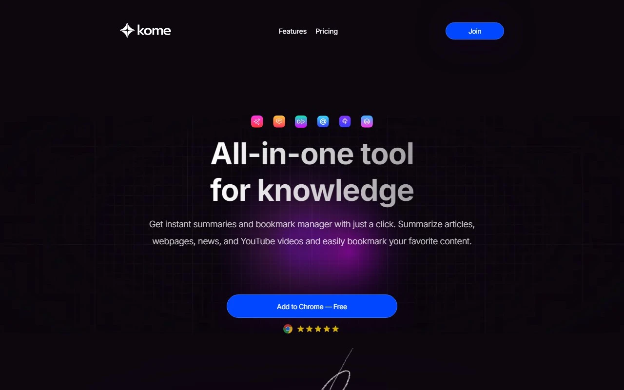 Kome: AI Summary and Bookmark Extension Kome: AI Summary and Bookmark Extension