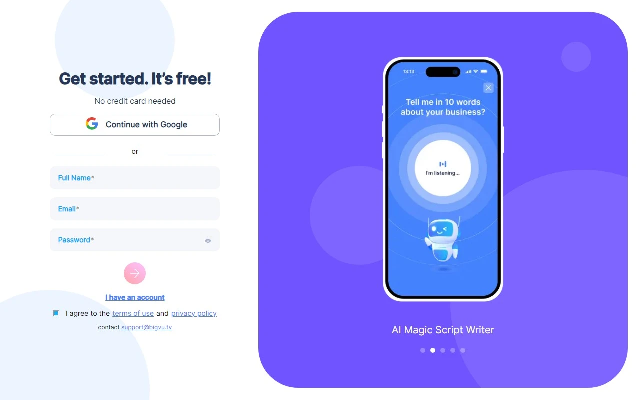 BIGVU Website