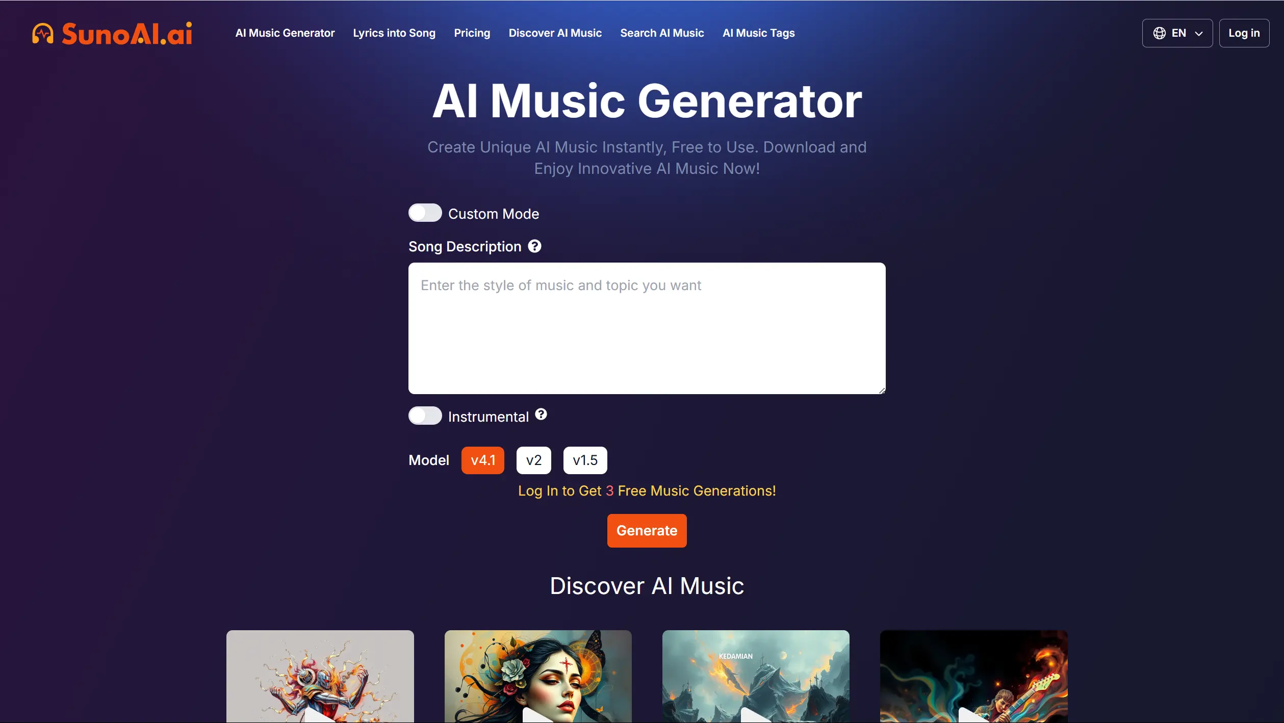 Suno AI Music Generator – Free Text-to-Music Creation Online