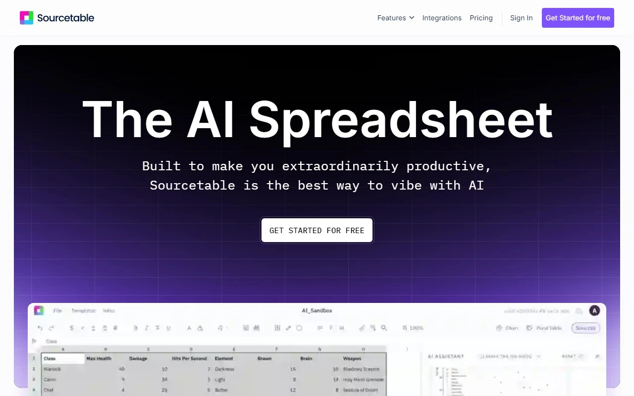 Sourcetable — AI spreadsheet & data analyst