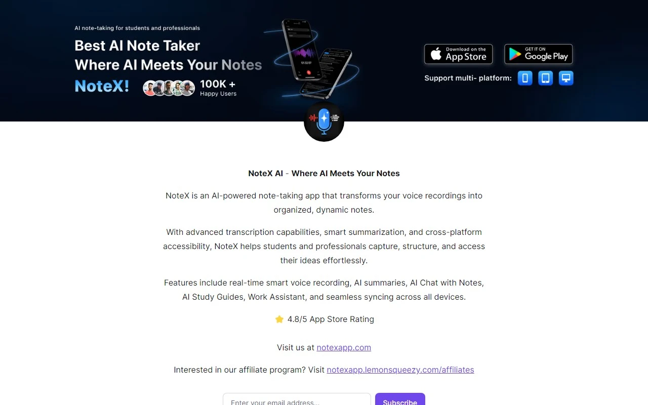 NoteX AI Notetaker, AI Notebook