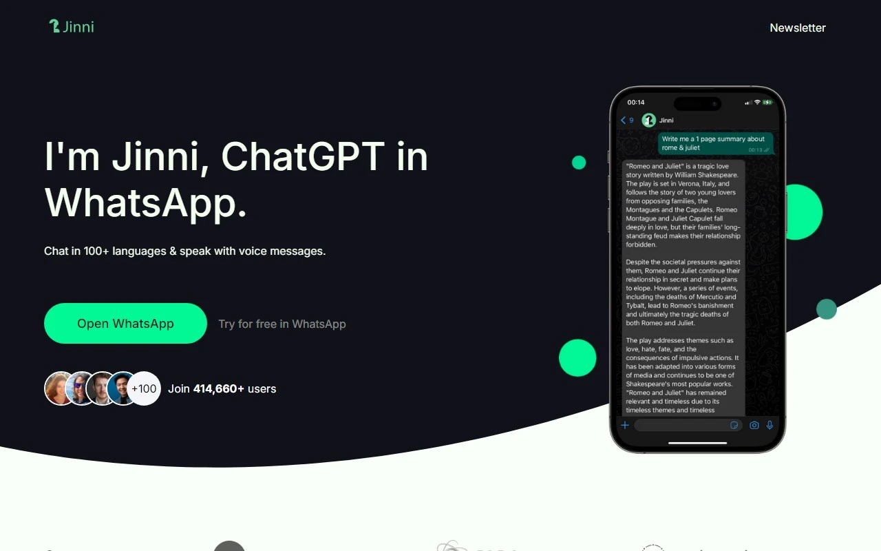 ChatGPT in WhatsApp - Jinni AI ChatGPT in WhatsApp - Jinni AI